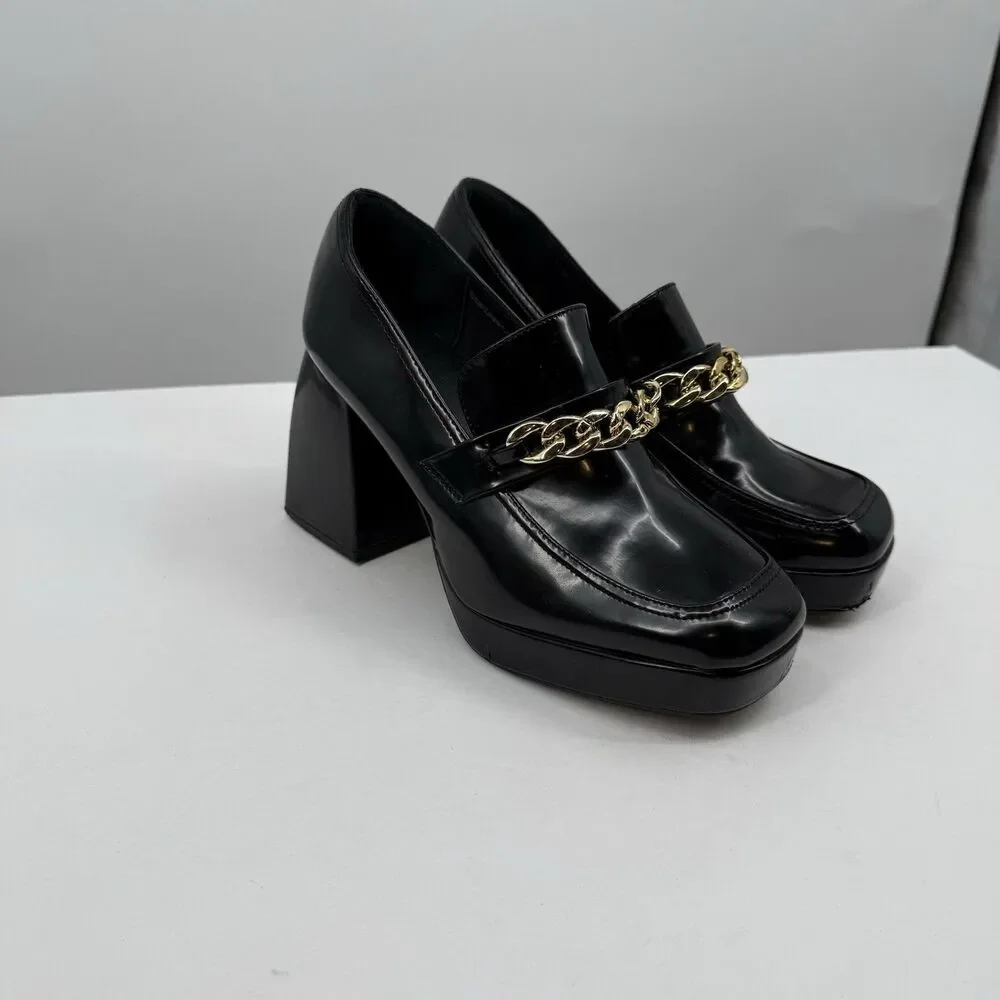 Dream Pairs Black Platform Loafers US 8.5 Chunky Academia Y2K Style Gothic